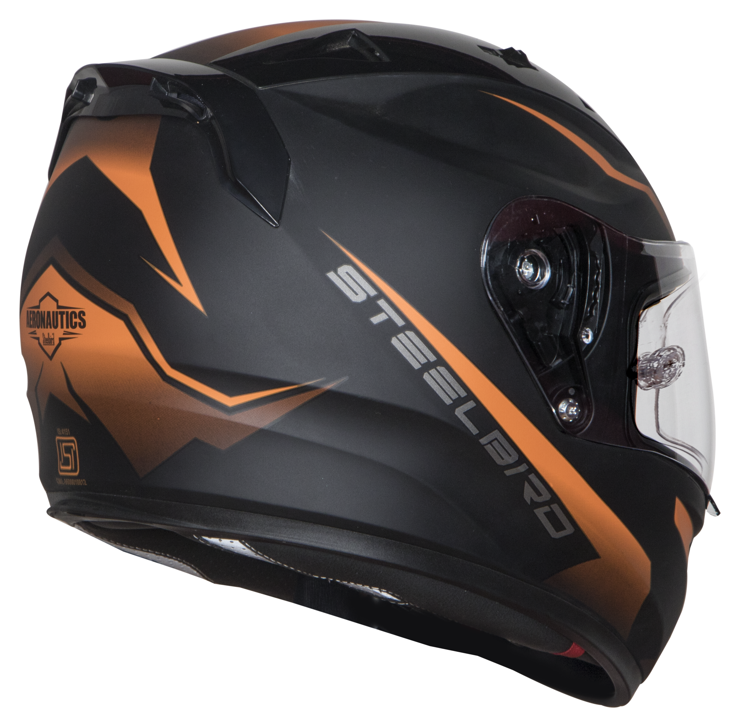 SA-1 WHIF Mat Black/Orange (Fitted With Clear Visor Extra Anti-Fog Shield Night Vision Gold Visor Free)
